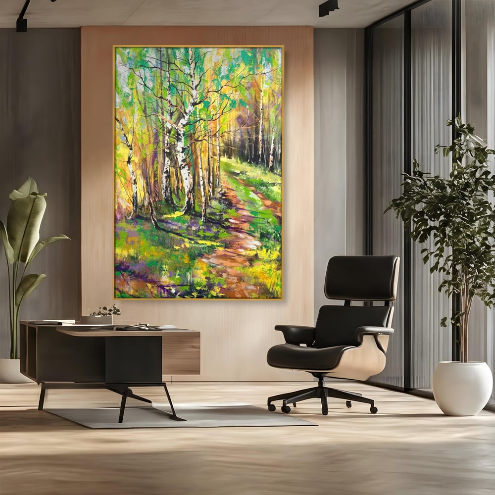 Tablou Canvas Premium LuxCanva® A1228, Green Forest , Decorativ, Dormitor, Padure, Verde, Natura, Copaci, Living, Culori Vibrante