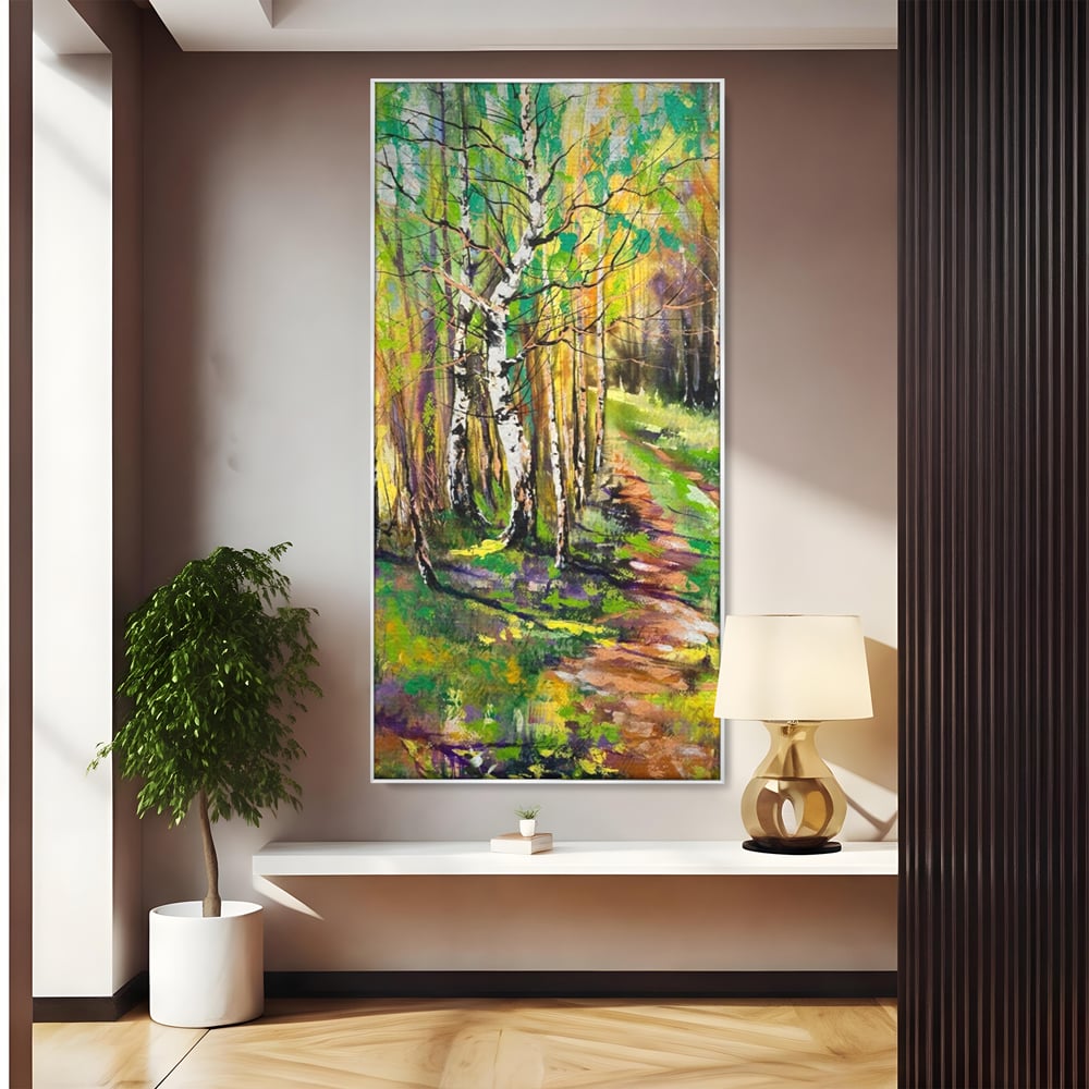 Tablou Canvas Premium LuxCanva® A1228, Green Forest , Decorativ, Dormitor, Padure, Verde, Natura, Copaci, Living, Culori Vibrante
