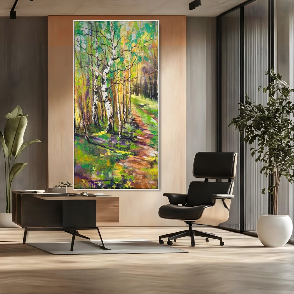 Tablou Canvas Premium LuxCanva® A1228, Green Forest , Decorativ, Dormitor, Padure, Verde, Natura, Copaci, Living, Culori Vibrante