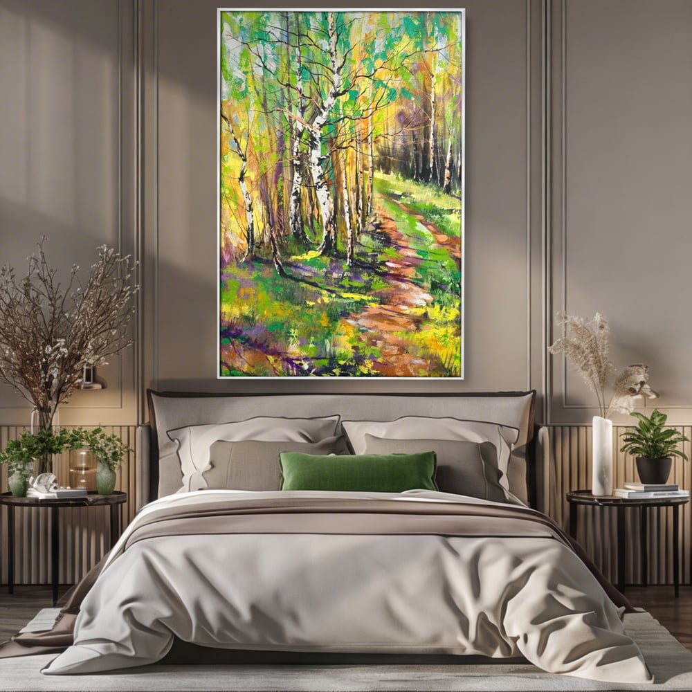 Tablou Canvas Premium LuxCanva® A1228, Green Forest , Decorativ, Dormitor, Padure, Verde, Natura, Copaci, Living, Culori Vibrante