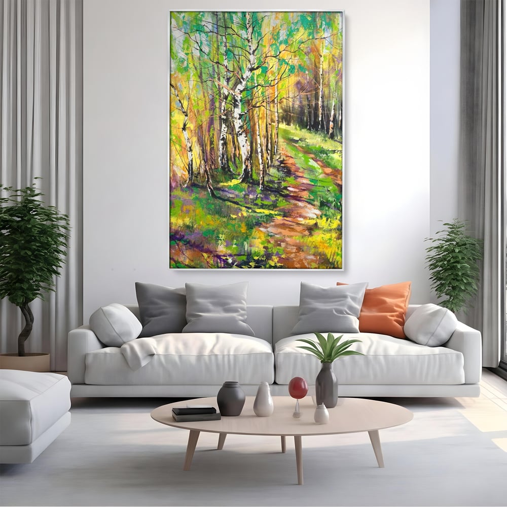 Tablou Canvas Premium LuxCanva® A1228, Green Forest , Decorativ, Dormitor, Padure, Verde, Natura, Copaci, Living, Culori Vibrante