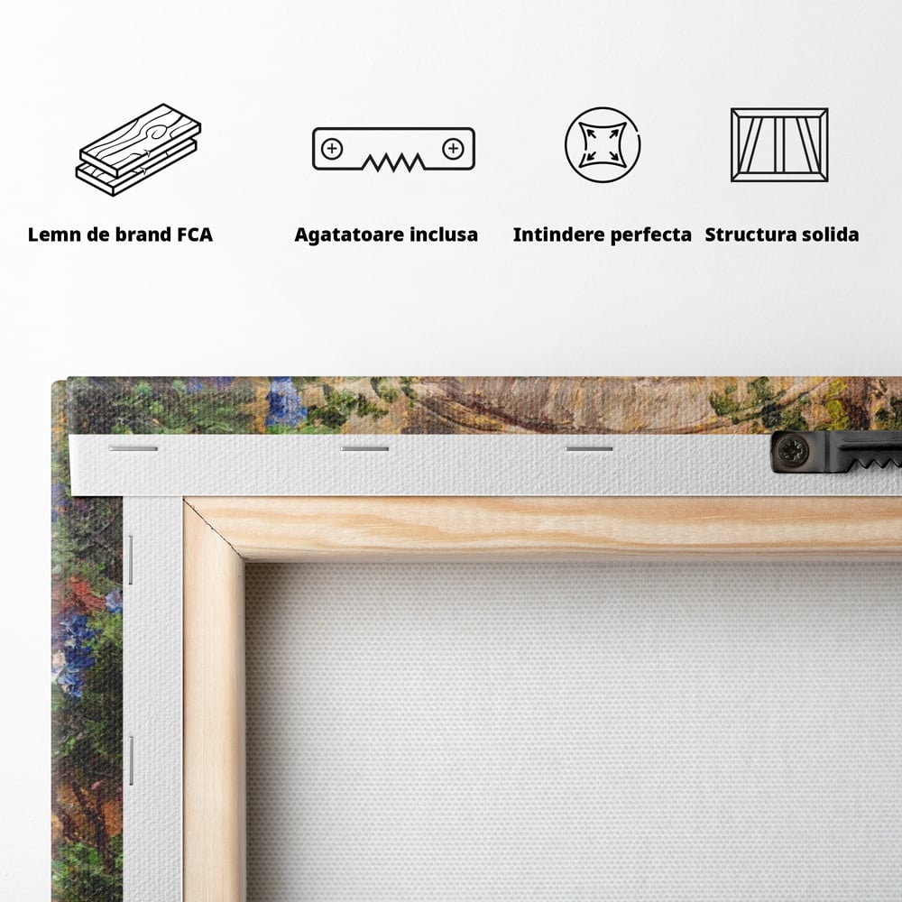 Tablou Canvas Premium LuxCanva® A1229, Arcada Cu Flori , Decorativ, Dormitor, Flori, Mare, Cladire, Arhitectura, Living, Culori Vibrante