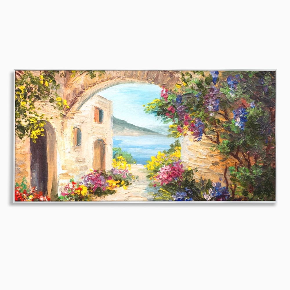 Tablou Canvas Premium LuxCanva® A1229, Arcada Cu Flori , Decorativ, Dormitor, Flori, Mare, Cladire, Arhitectura, Living, Culori Vibrante