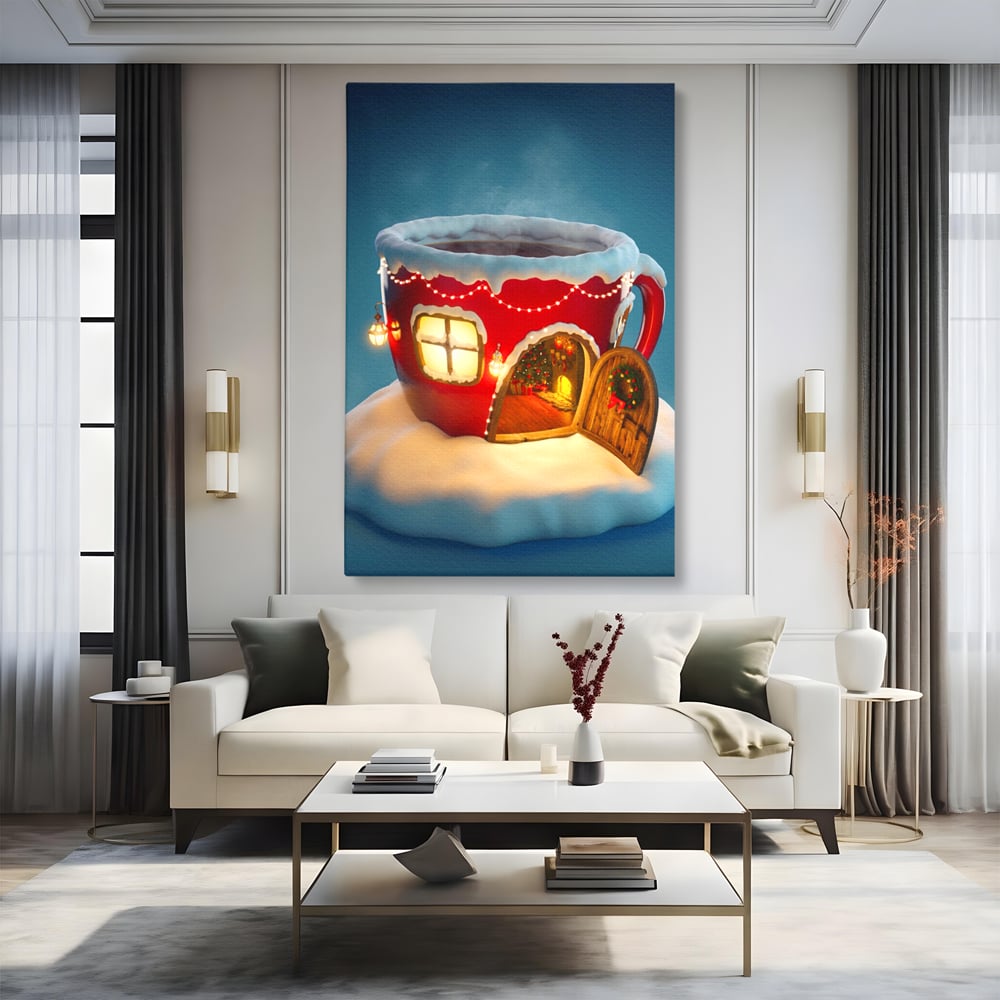 Tablou Canvas Premium LuxCanva® A1230, Christmas Mug , Decorativ, Dormitor, Craciun, Sarbaori, Brad, Cana, Living, Culori Vibrante