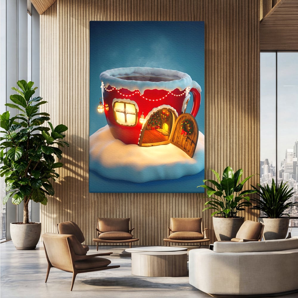 Tablou Canvas Premium LuxCanva® A1230, Christmas Mug , Decorativ, Dormitor, Craciun, Sarbaori, Brad, Cana, Living, Culori Vibrante