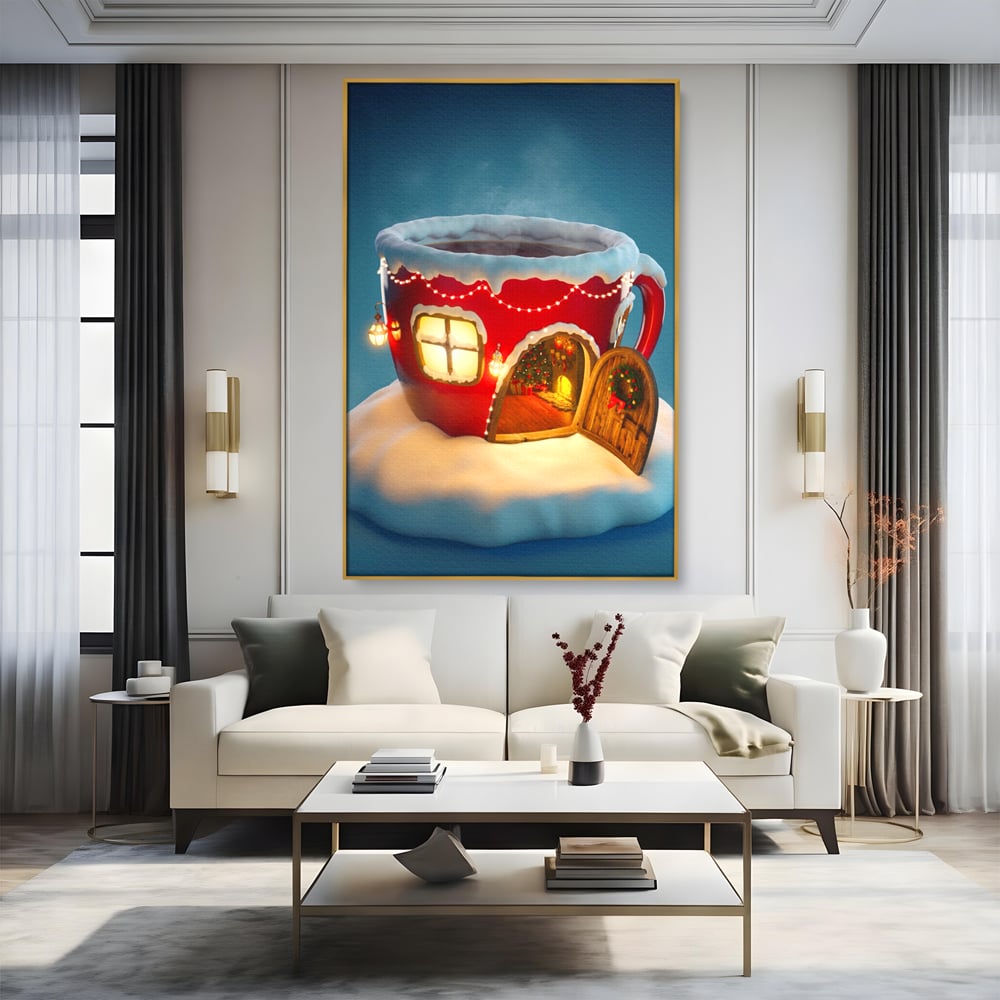 Tablou Canvas Premium LuxCanva® A1230, Christmas Mug , Decorativ, Dormitor, Craciun, Sarbaori, Brad, Cana, Living, Culori Vibrante