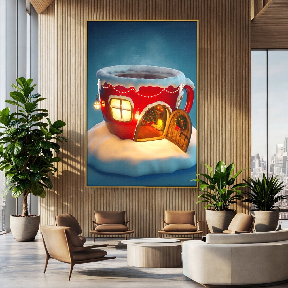 Tablou Canvas Premium LuxCanva® A1230, Christmas Mug , Decorativ, Dormitor, Craciun, Sarbaori, Brad, Cana, Living, Culori Vibrante