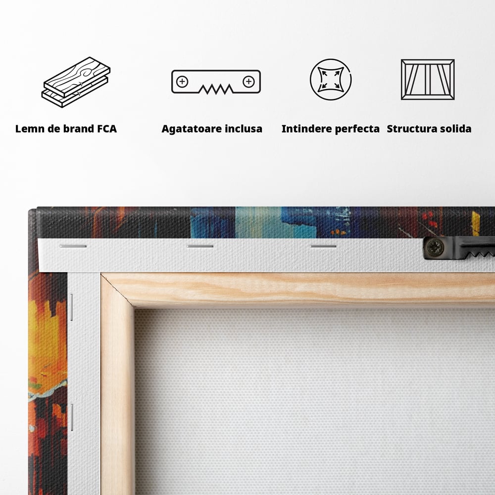 Tablou Canvas Premium LuxCanva® A1232, Lights In New York , Decorativ, Dormitor, Oras, Lumini, Masina, Oameni, Living, Culori Vibrante