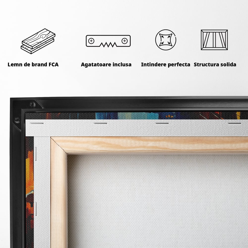 Tablou Canvas Premium LuxCanva® A1232, Lights In New York , Decorativ, Dormitor, Oras, Lumini, Masina, Oameni, Living, Culori Vibrante
