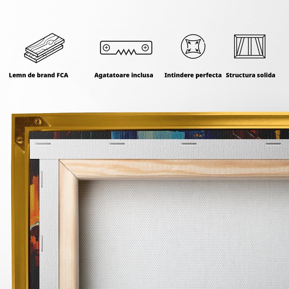 Tablou Canvas Premium LuxCanva® A1232, Lights In New York , Decorativ, Dormitor, Oras, Lumini, Masina, Oameni, Living, Culori Vibrante