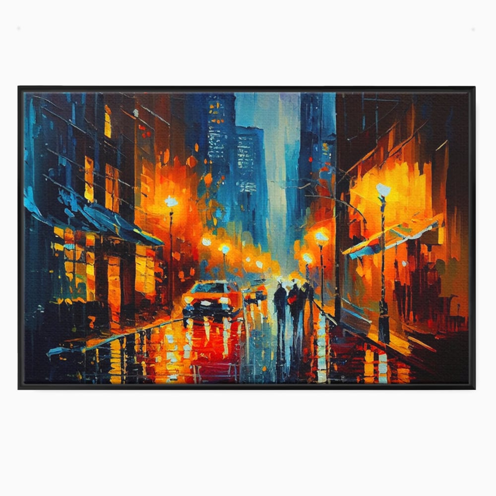 Tablou Canvas Premium LuxCanva® A1232, Lights In New York , Decorativ, Dormitor, Oras, Lumini, Masina, Oameni, Living, Culori Vibrante