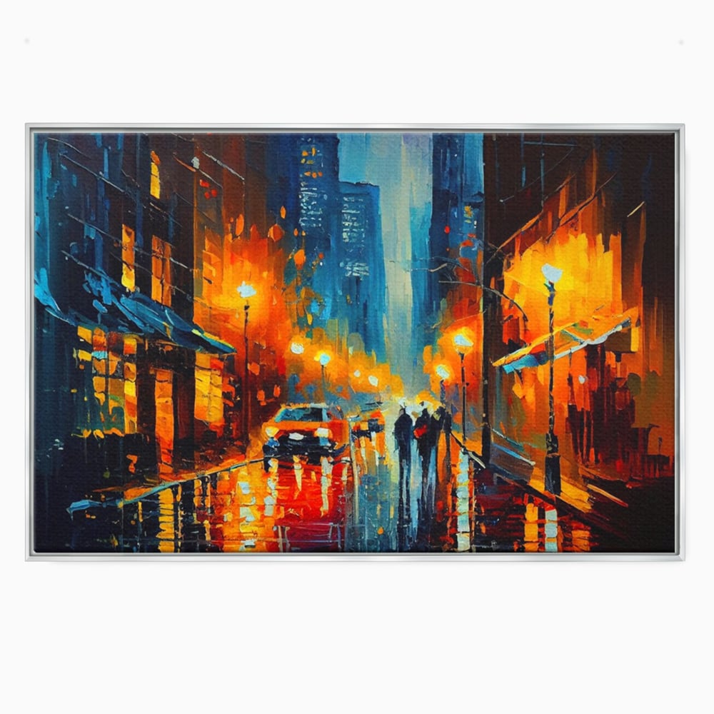 Tablou Canvas Premium LuxCanva® A1232, Lights In New York , Decorativ, Dormitor, Oras, Lumini, Masina, Oameni, Living, Culori Vibrante