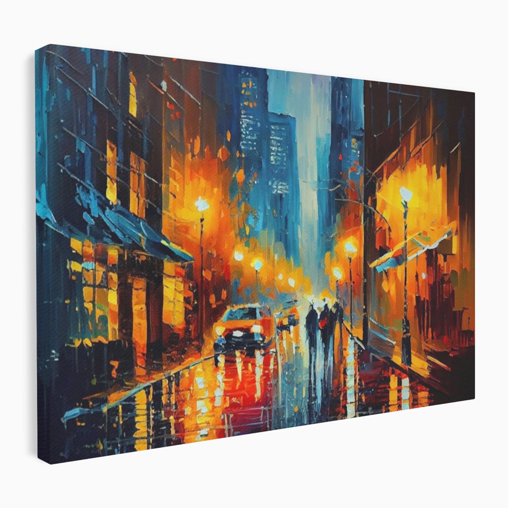 Tablou Canvas Premium LuxCanva® A1232, Lights In New York , Decorativ, Dormitor, Oras, Lumini, Masina, Oameni, Living, Culori Vibrante