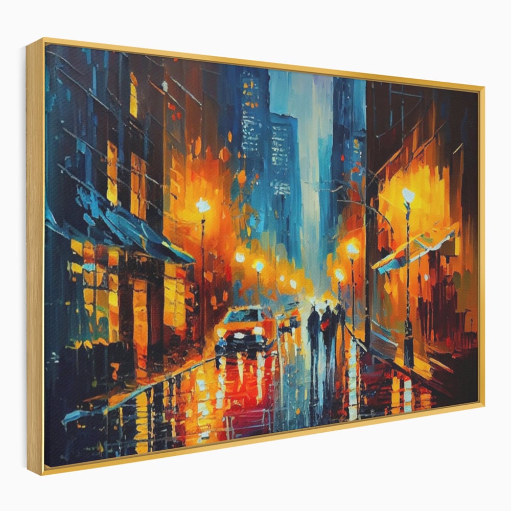 Tablou Canvas Premium LuxCanva® A1232, Lights In New York , Decorativ, Dormitor, Oras, Lumini, Masina, Oameni, Living, Culori Vibrante