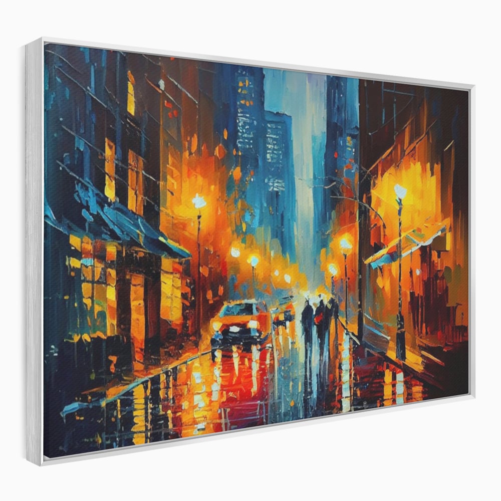 Tablou Canvas Premium LuxCanva® A1232, Lights In New York , Decorativ, Dormitor, Oras, Lumini, Masina, Oameni, Living, Culori Vibrante