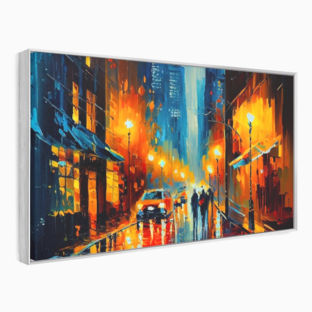 Tablou Canvas Premium LuxCanva® A1232, Lights In New York , Decorativ, Dormitor, Oras, Lumini, Masina, Oameni, Living, Culori Vibrante