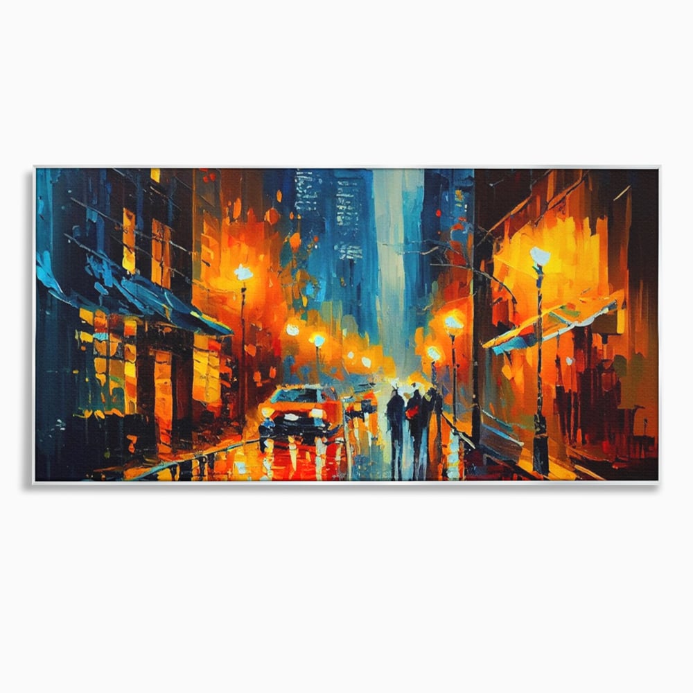 Tablou Canvas Premium LuxCanva® A1232, Lights In New York , Decorativ, Dormitor, Oras, Lumini, Masina, Oameni, Living, Culori Vibrante
