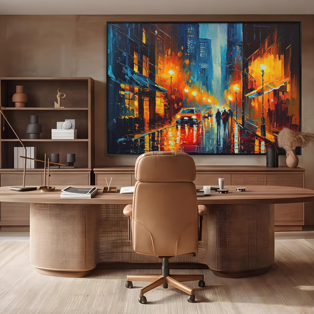 Tablou Canvas Premium LuxCanva® A1232, Lights In New York , Decorativ, Dormitor, Oras, Lumini, Masina, Oameni, Living, Culori Vibrante