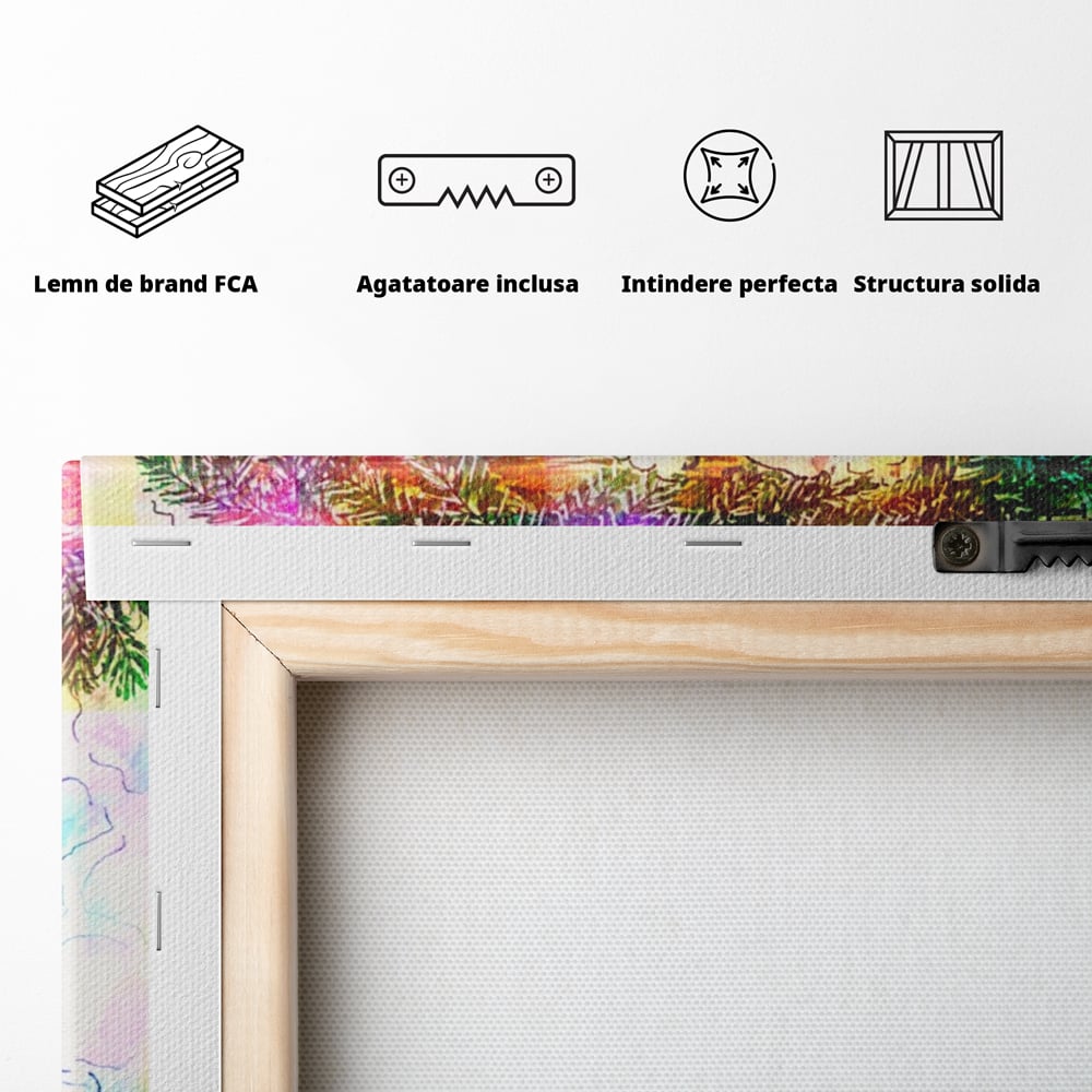 Tablou Canvas Premium LuxCanva® A1233, Merry Christmas , Decorativ, Living, Craciun, Globuri, Cadou, Iarna, Dormitor, Culori Vibrante