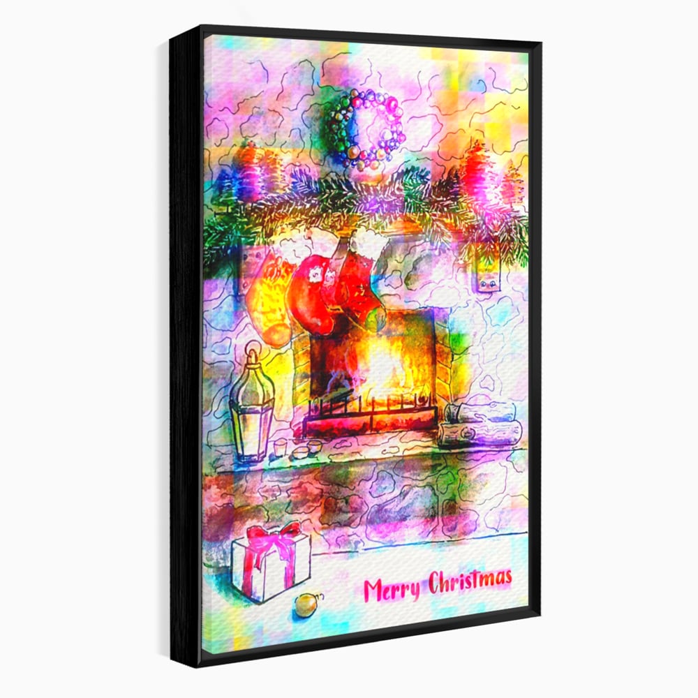 Tablou Canvas Premium LuxCanva® A1233, Merry Christmas , Decorativ, Living, Craciun, Globuri, Cadou, Iarna, Dormitor, Culori Vibrante