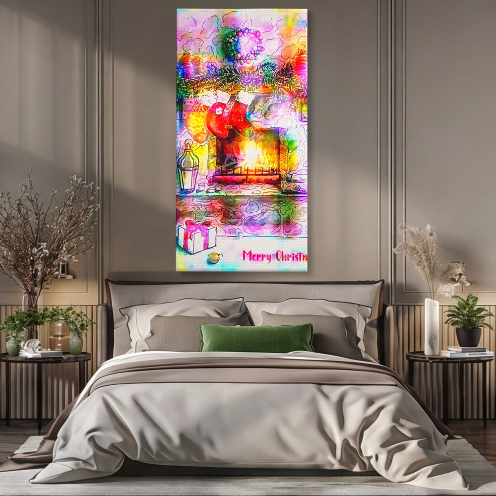 Tablou Canvas Premium LuxCanva® A1233, Merry Christmas , Decorativ, Living, Craciun, Globuri, Cadou, Iarna, Dormitor, Culori Vibrante
