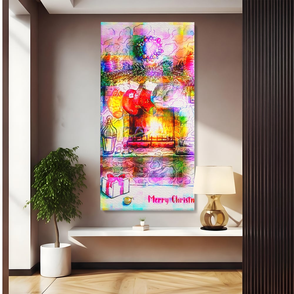 Tablou Canvas Premium LuxCanva® A1233, Merry Christmas , Decorativ, Living, Craciun, Globuri, Cadou, Iarna, Dormitor, Culori Vibrante