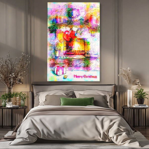 Tablou Canvas Premium LuxCanva® A1233, Merry Christmas , Decorativ, Living, Craciun, Globuri, Cadou, Iarna, Dormitor, Culori Vibrante
