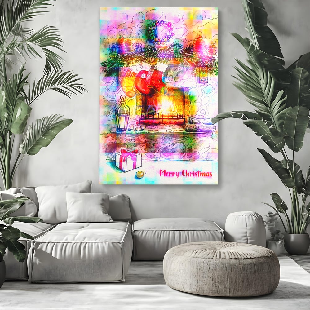 Tablou Canvas Premium LuxCanva® A1233, Merry Christmas , Decorativ, Living, Craciun, Globuri, Cadou, Iarna, Dormitor, Culori Vibrante