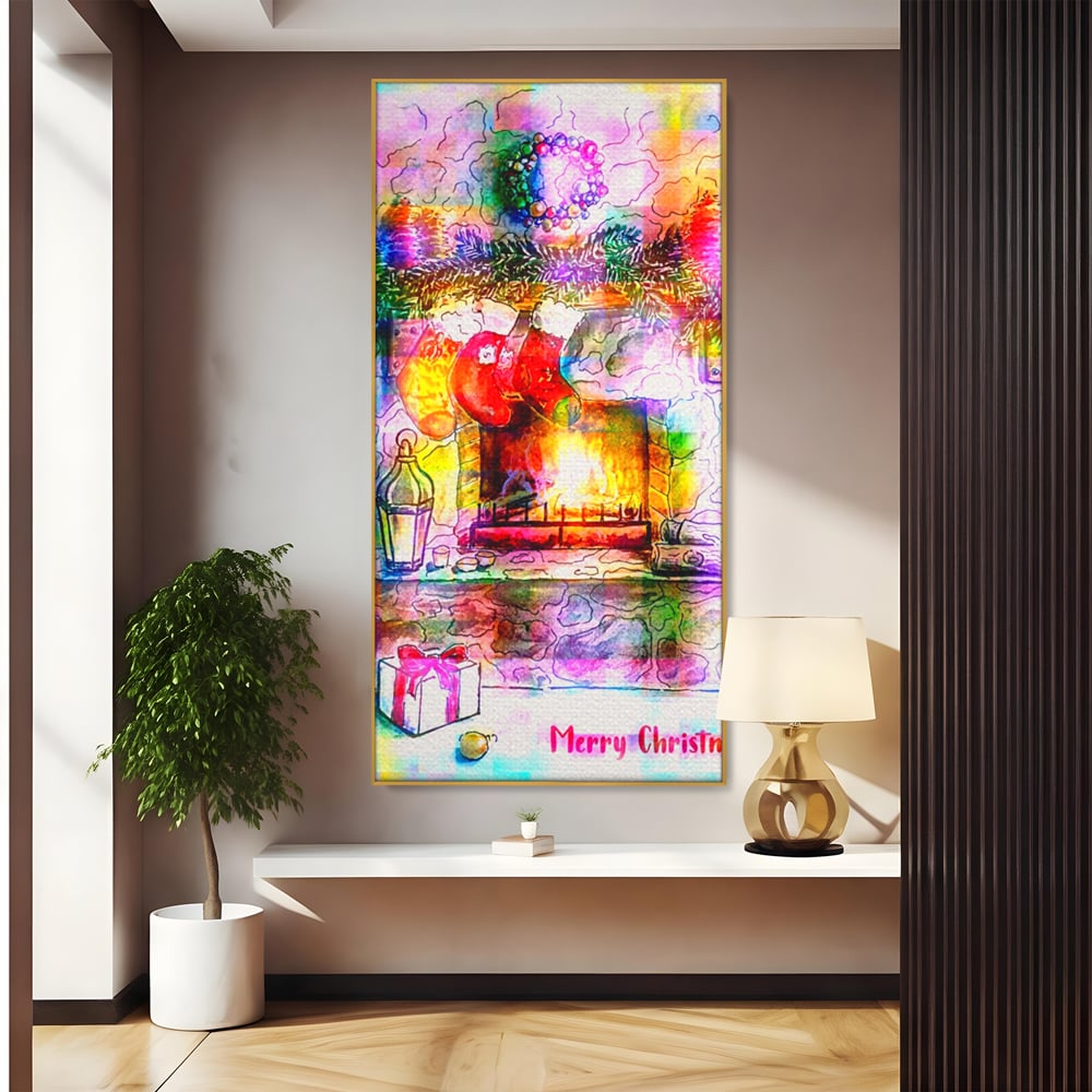 Tablou Canvas Premium LuxCanva® A1233, Merry Christmas , Decorativ, Living, Craciun, Globuri, Cadou, Iarna, Dormitor, Culori Vibrante