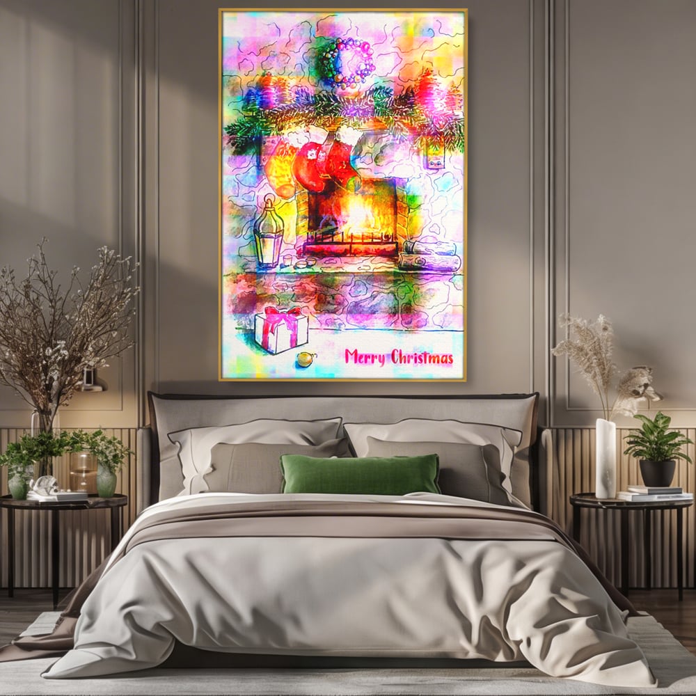 Tablou Canvas Premium LuxCanva® A1233, Merry Christmas , Decorativ, Living, Craciun, Globuri, Cadou, Iarna, Dormitor, Culori Vibrante