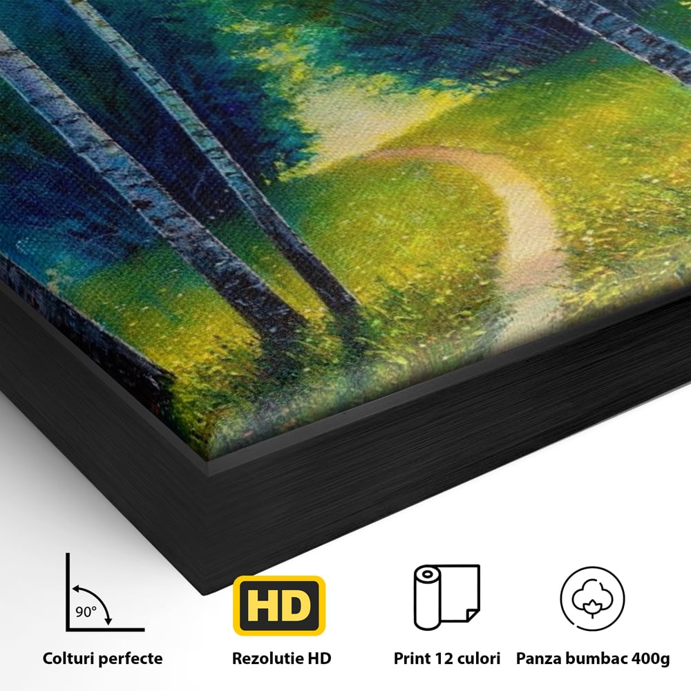 Tablou Canvas Premium LuxCanva® A1234, Aleea Din Padure , Decorativ, Living, Natura, Verde, Copaci, Iarba, Arbori, Dormitor, Culori Vibrante