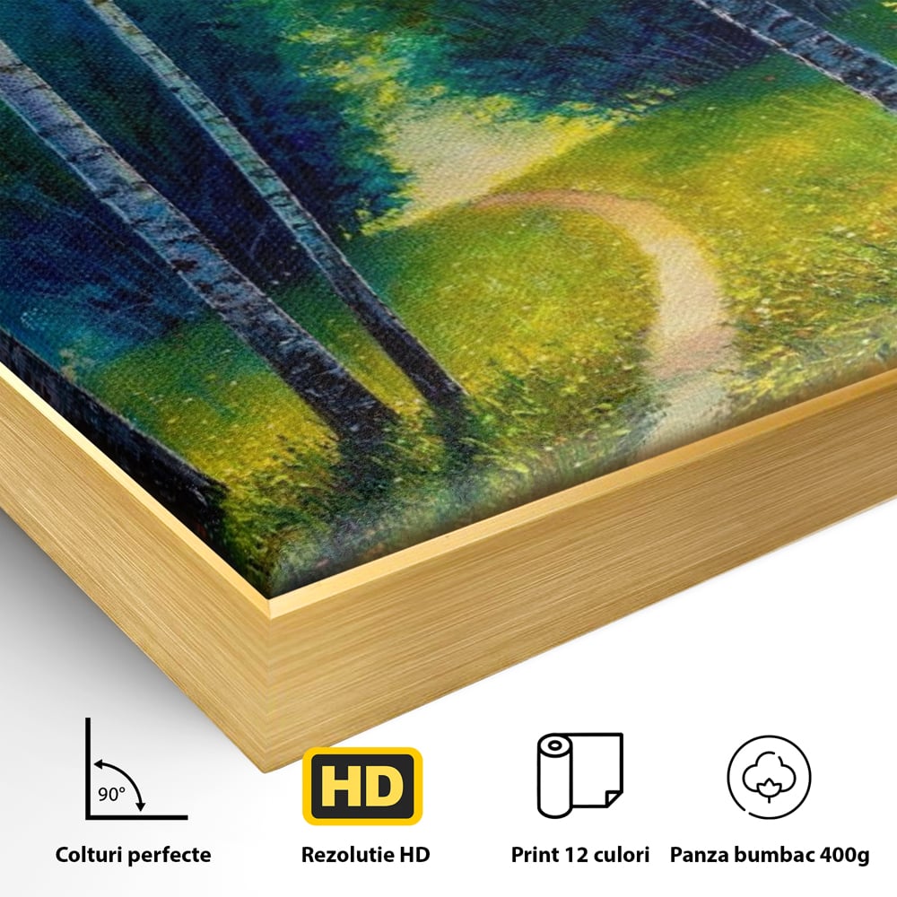 Tablou Canvas Premium LuxCanva® A1234, Aleea Din Padure , Decorativ, Living, Natura, Verde, Copaci, Iarba, Arbori, Dormitor, Culori Vibrante