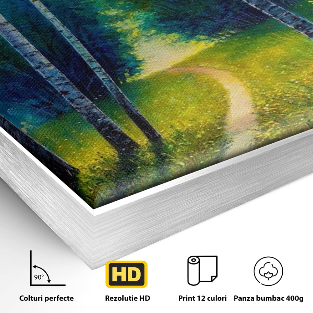 Tablou Canvas Premium LuxCanva® A1234, Aleea Din Padure , Decorativ, Living, Natura, Verde, Copaci, Iarba, Arbori, Dormitor, Culori Vibrante
