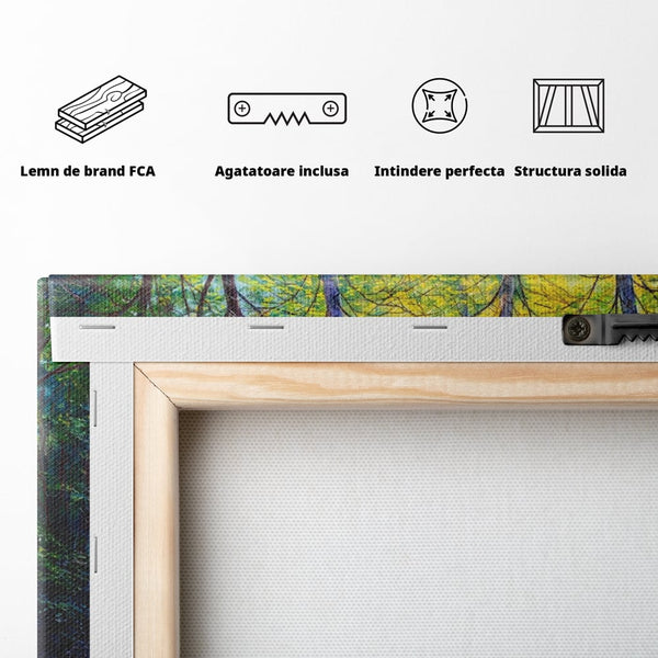 Leinwand Wandkunst Leinwand Wandkunst LuxCanva® A1234, Forest Alley , Dekorativ, Wohnen, Natur, Grün, Bäume, Gras, Bäume, Bäume, Schlafzimmer, Lebendige Farben