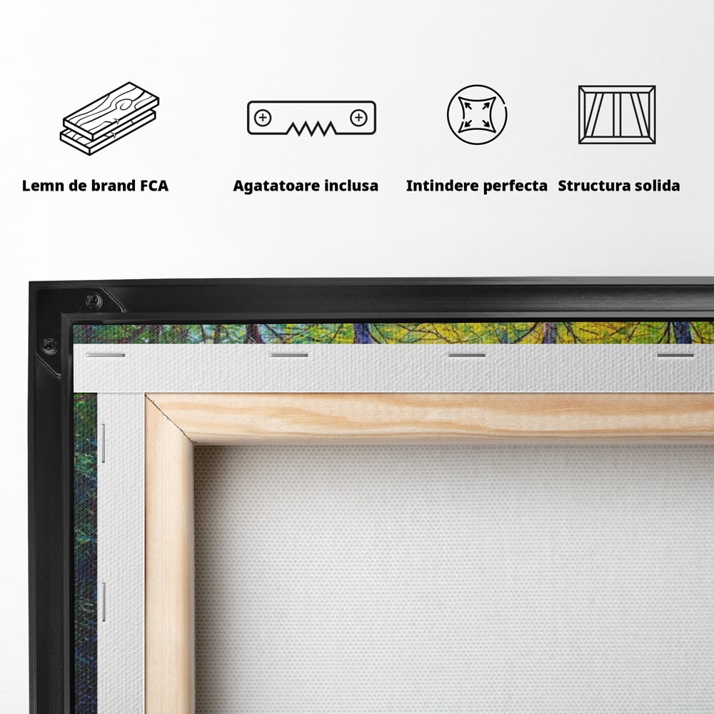 Tablou Canvas Premium LuxCanva® A1234, Aleea Din Padure , Decorativ, Living, Natura, Verde, Copaci, Iarba, Arbori, Dormitor, Culori Vibrante