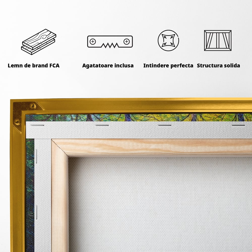 Tablou Canvas Premium LuxCanva® A1234, Aleea Din Padure , Decorativ, Living, Natura, Verde, Copaci, Iarba, Arbori, Dormitor, Culori Vibrante
