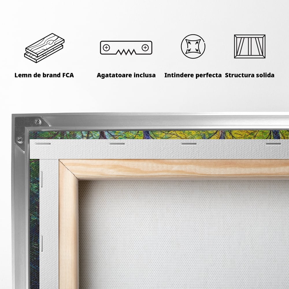 Tablou Canvas Premium LuxCanva® A1234, Aleea Din Padure , Decorativ, Living, Natura, Verde, Copaci, Iarba, Arbori, Dormitor, Culori Vibrante