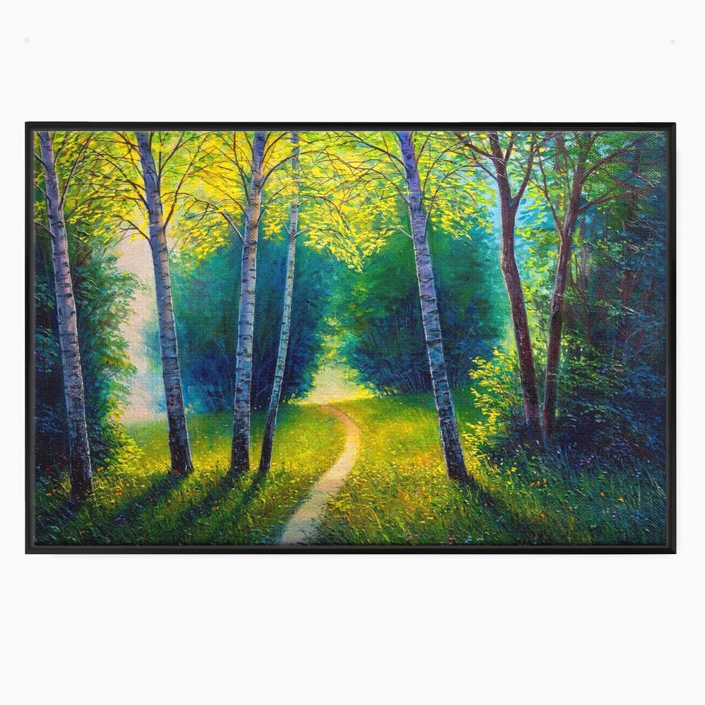 Tablou Canvas Premium LuxCanva® A1234, Aleea Din Padure , Decorativ, Living, Natura, Verde, Copaci, Iarba, Arbori, Dormitor, Culori Vibrante