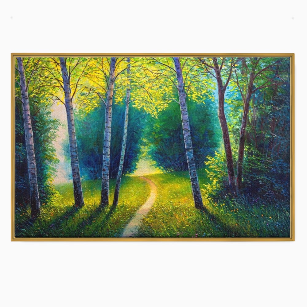 Tablou Canvas Premium LuxCanva® A1234, Aleea Din Padure , Decorativ, Living, Natura, Verde, Copaci, Iarba, Arbori, Dormitor, Culori Vibrante