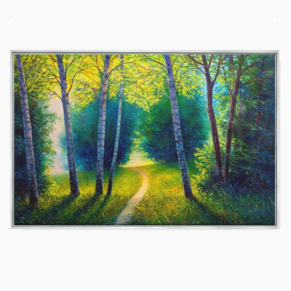 Tablou Canvas Premium LuxCanva® A1234, Aleea Din Padure , Decorativ, Living, Natura, Verde, Copaci, Iarba, Arbori, Dormitor, Culori Vibrante