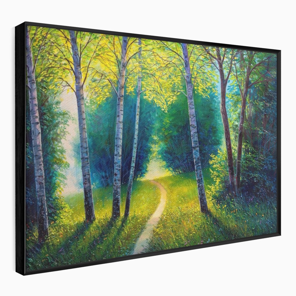 Tablou Canvas Premium LuxCanva® A1234, Aleea Din Padure , Decorativ, Living, Natura, Verde, Copaci, Iarba, Arbori, Dormitor, Culori Vibrante