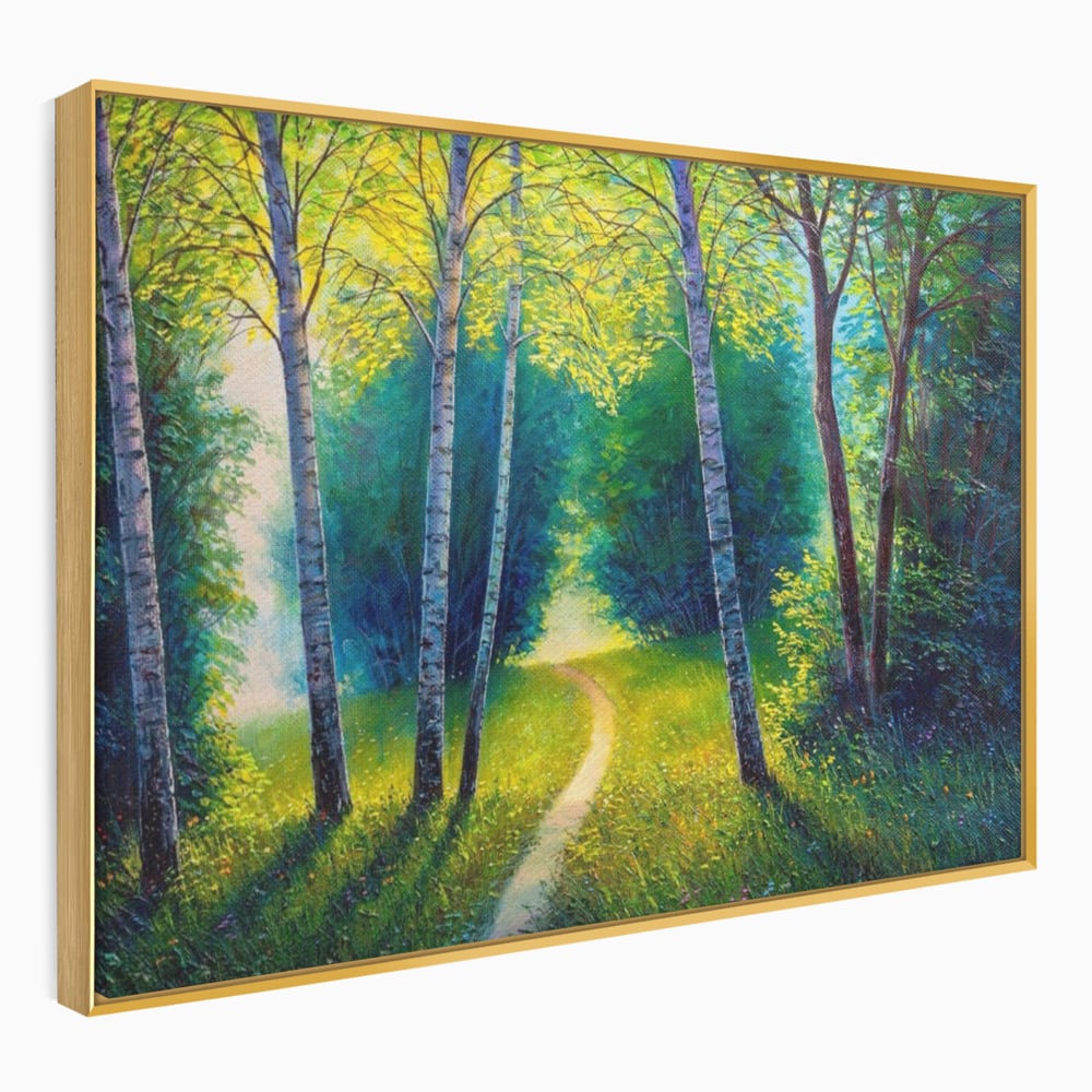 Tablou Canvas Premium LuxCanva® A1234, Aleea Din Padure , Decorativ, Living, Natura, Verde, Copaci, Iarba, Arbori, Dormitor, Culori Vibrante