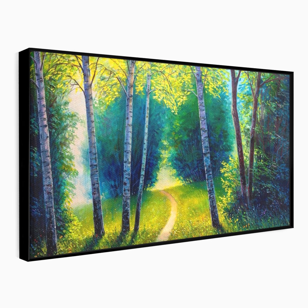 Tablou Canvas Premium LuxCanva® A1234, Aleea Din Padure , Decorativ, Living, Natura, Verde, Copaci, Iarba, Arbori, Dormitor, Culori Vibrante