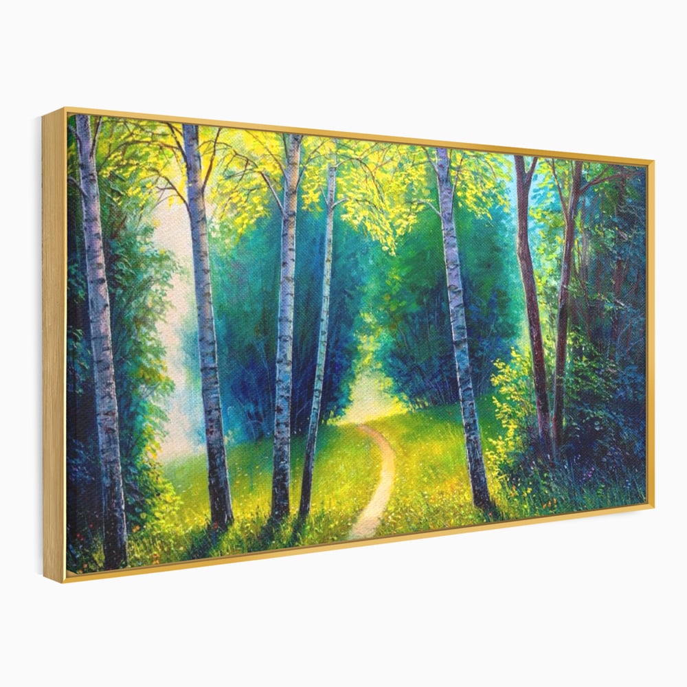 Tablou Canvas Premium LuxCanva® A1234, Aleea Din Padure , Decorativ, Living, Natura, Verde, Copaci, Iarba, Arbori, Dormitor, Culori Vibrante