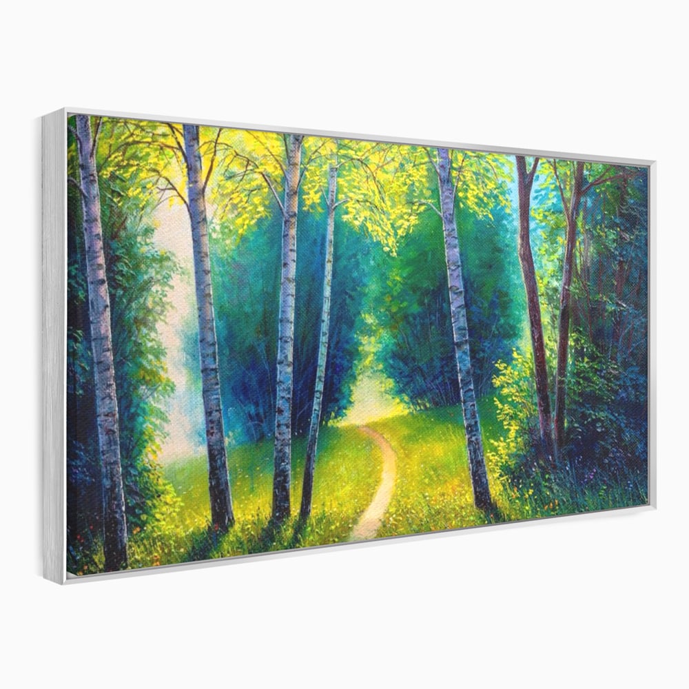 Tablou Canvas Premium LuxCanva® A1234, Aleea Din Padure , Decorativ, Living, Natura, Verde, Copaci, Iarba, Arbori, Dormitor, Culori Vibrante