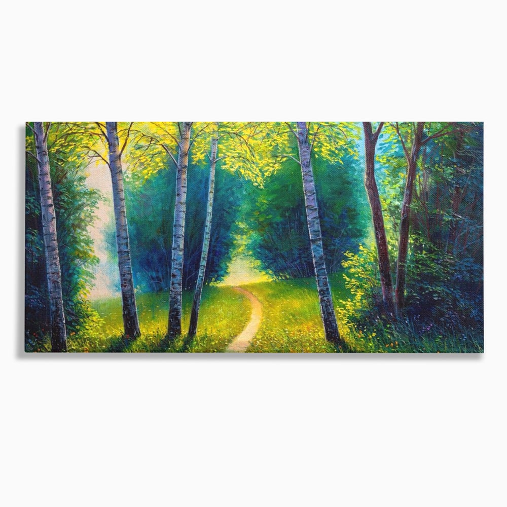Tablou Canvas Premium LuxCanva® A1234, Aleea Din Padure , Decorativ, Living, Natura, Verde, Copaci, Iarba, Arbori, Dormitor, Culori Vibrante