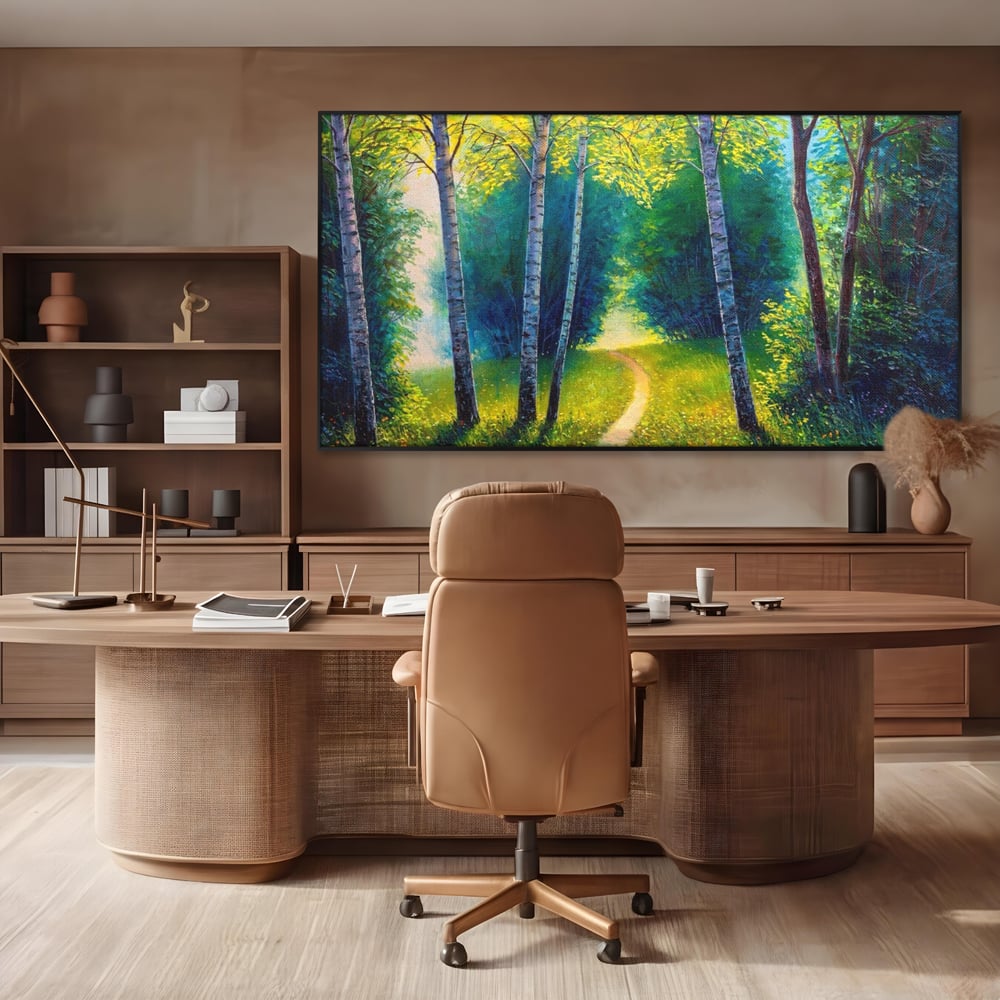 Tablou Canvas Premium LuxCanva® A1234, Aleea Din Padure , Decorativ, Living, Natura, Verde, Copaci, Iarba, Arbori, Dormitor, Culori Vibrante