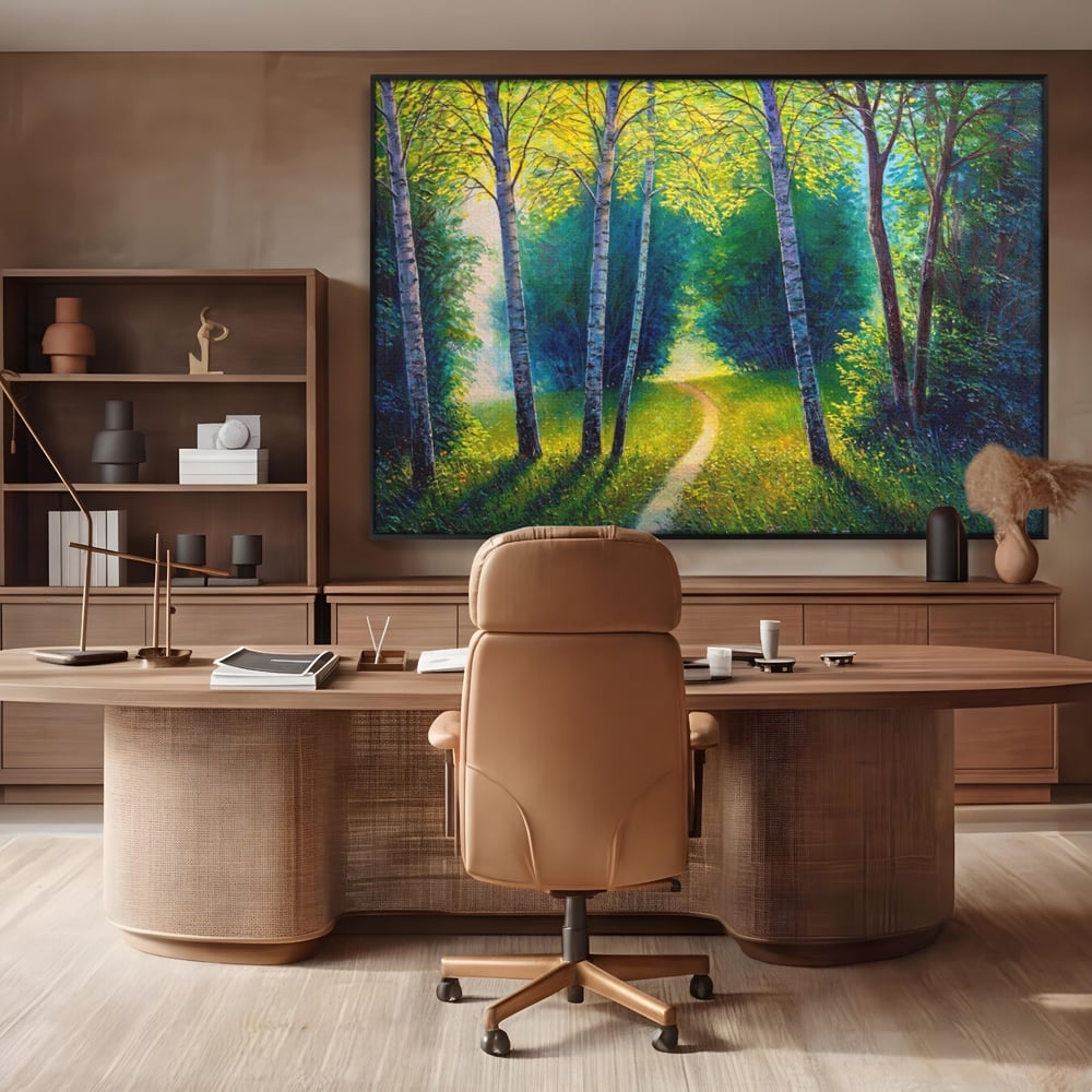 Tablou Canvas Premium LuxCanva® A1234, Aleea Din Padure , Decorativ, Living, Natura, Verde, Copaci, Iarba, Arbori, Dormitor, Culori Vibrante