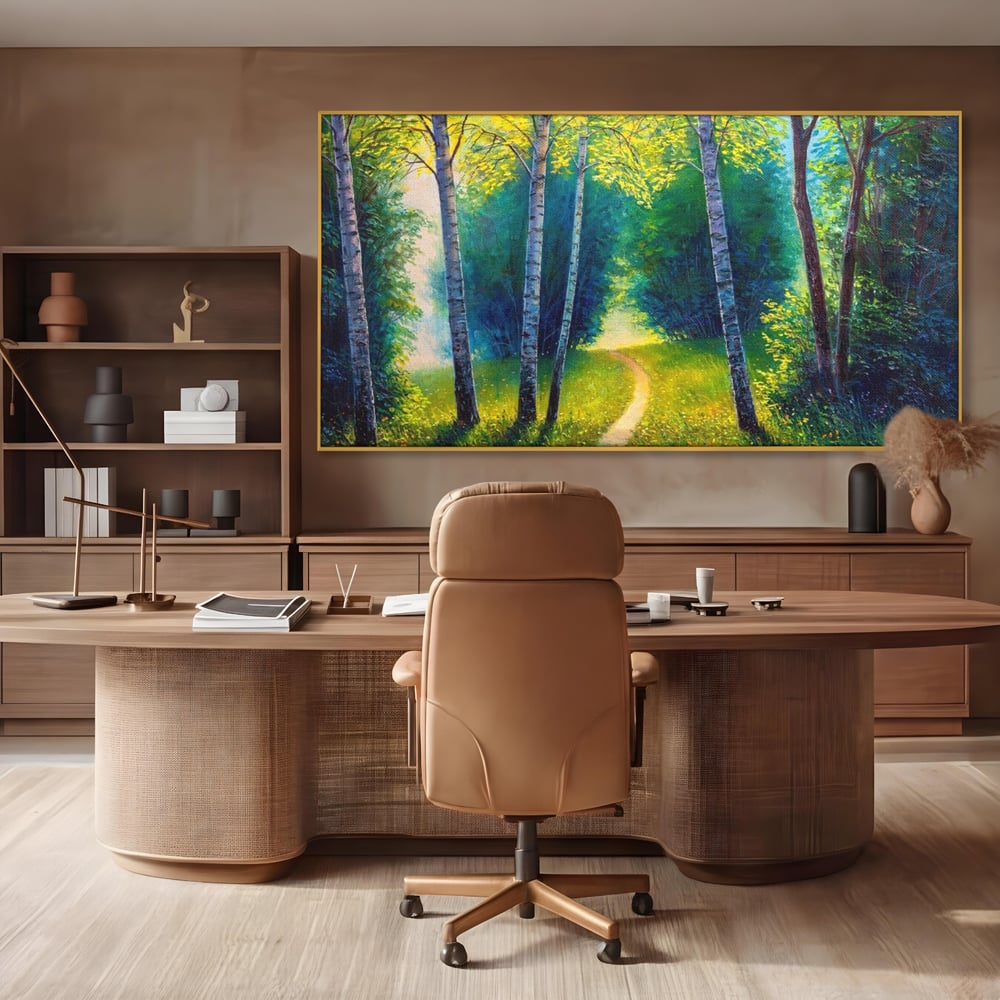Tablou Canvas Premium LuxCanva® A1234, Aleea Din Padure , Decorativ, Living, Natura, Verde, Copaci, Iarba, Arbori, Dormitor, Culori Vibrante