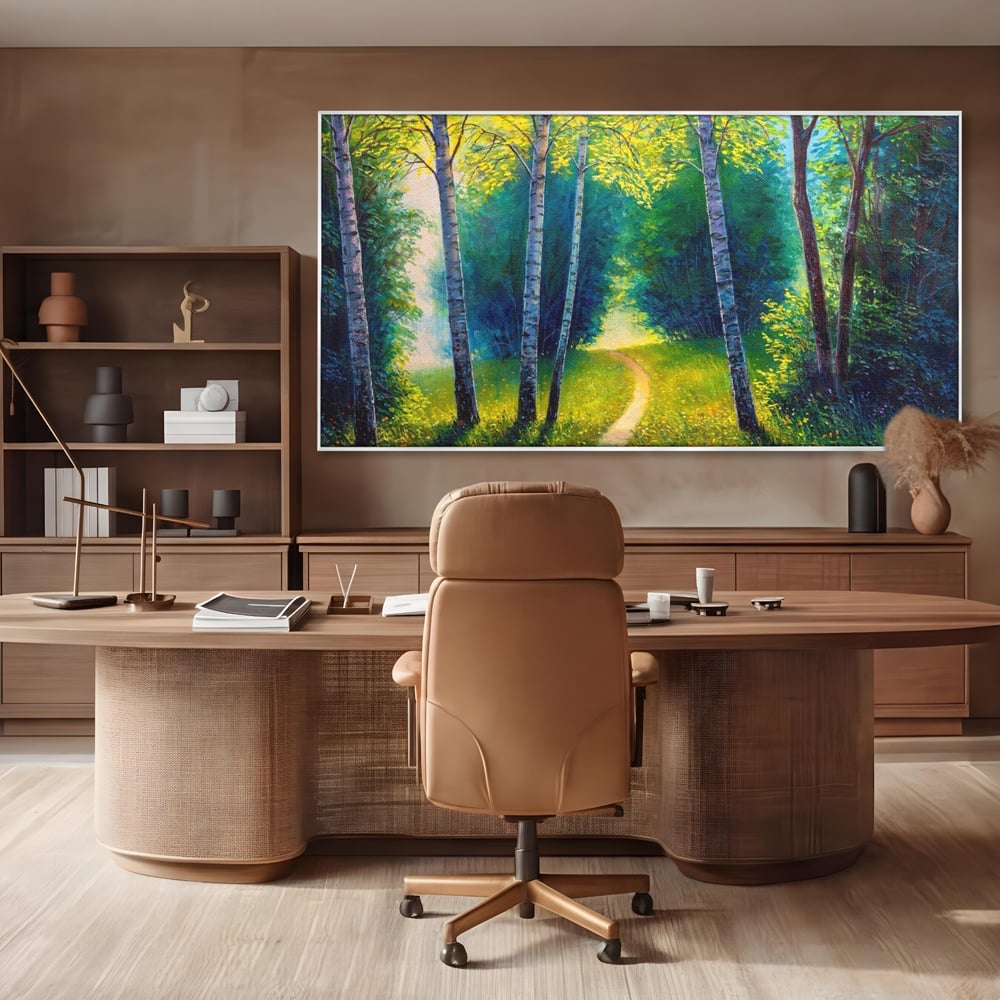 Tablou Canvas Premium LuxCanva® A1234, Aleea Din Padure , Decorativ, Living, Natura, Verde, Copaci, Iarba, Arbori, Dormitor, Culori Vibrante